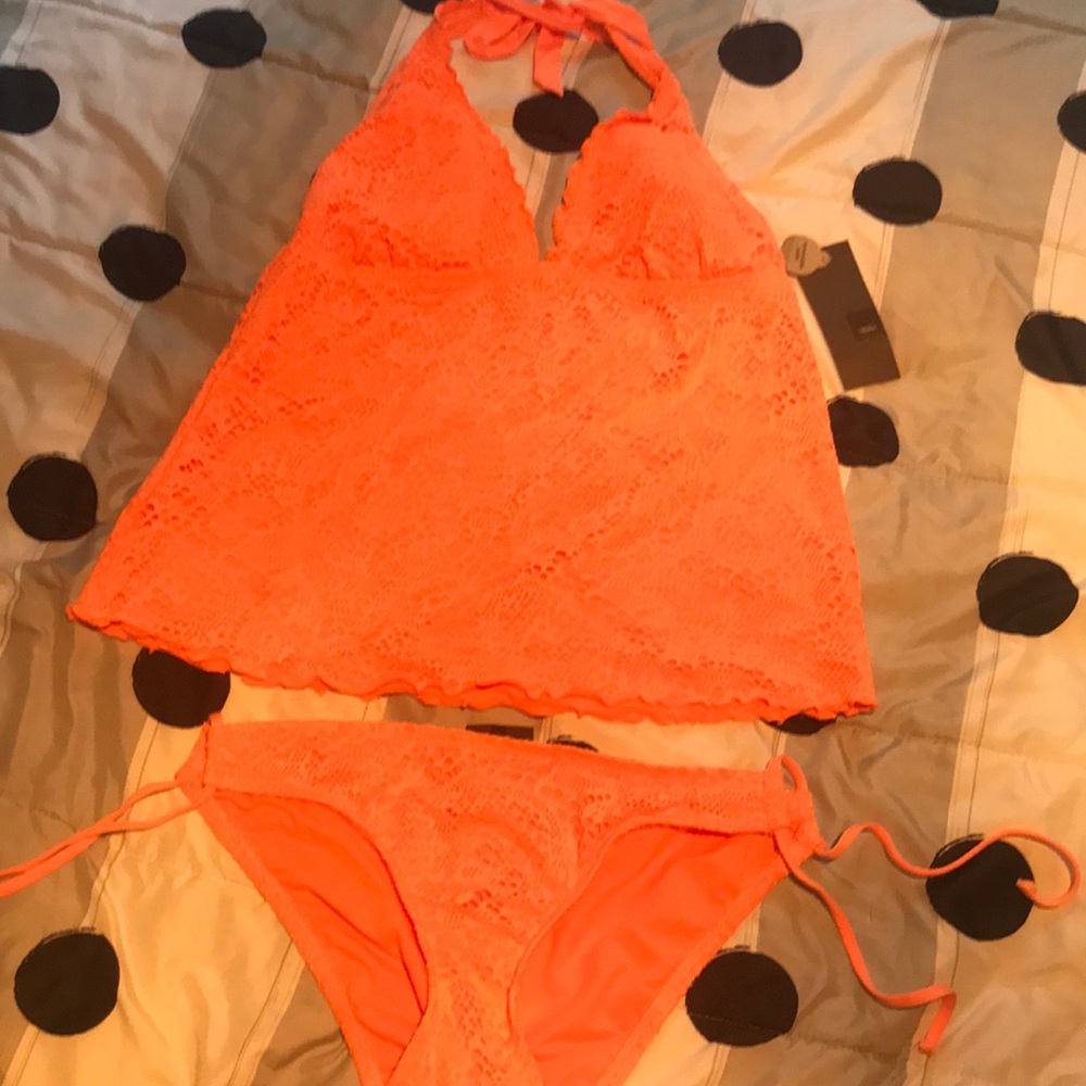 Orange Lace 2-Piece swim suit